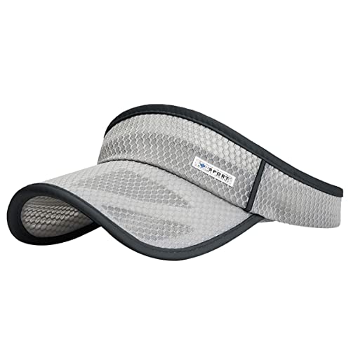 Outdoor Sport Cap Wide Brim UV Protection Breathable Adjustable Baseball Cap for Beach Golf Running Tennis - color: 1#light Gray
