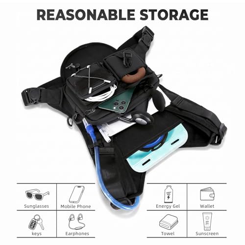 Criuage USA Patent Running Hydration Vest Backpack, Lightweight Chest Pack with 2.0L Water Bladder Bag Daypack for Hiking Running Cycling Race Marathon for Women Men - color: Black V2