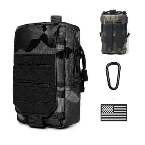 Tactical Molle Utility Pouch Cell Phone Pouch, Waist Bag Belt Pouch for Men, EDC Bag Gadget Organizer Vest Pack Purse Mobile Phone Case Hunting Compact Bag for Runing - color: Black