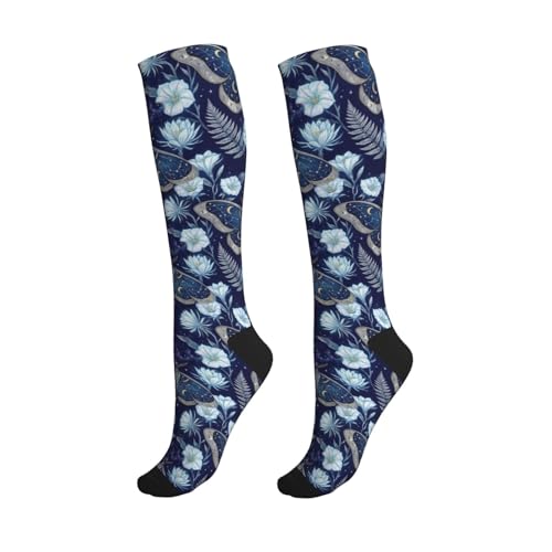 Witchy Moth Compression Socks For Women Men - color: Mystical Moth Flora