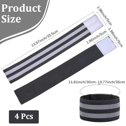 CREATCABIN 4 Pack Reflective Arm Strap Green Event Wristbands Green Yellow Polyester Reflectors Night Light High Visibility H - color: Black