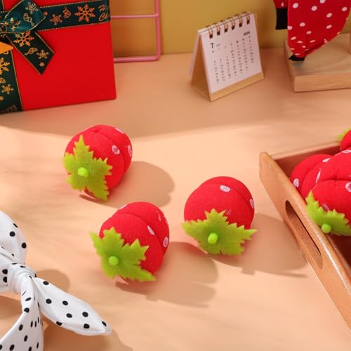 18 pcs Strawberry Sponge Hair Rollers Heatless Curls Overnight Hair Curlers to Sleep in Soft Foam Curlers for Natural Waves Diy Styling Tool