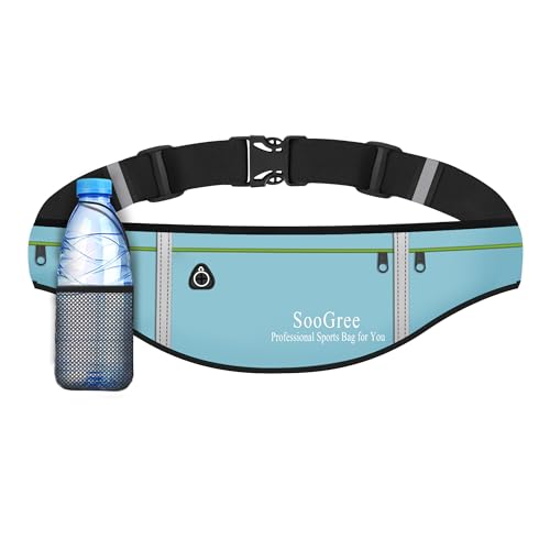 Men Women Slim Running Belt Fanny Pack,Zipper Waterproof Running Waist Pack,Ultra Light Reflective Phone Holder,Sport Workout Belt Bag for Running Walking Cycling Camping Gym (GSP1201-Light Blue) - color: GSP1201-Light Blue