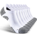 Men's No Show Compression Athletic Socks, Cushioned for Running Hiking - color: White-8 Pairs, size: X-Large