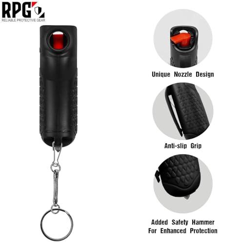 Pepper Spray, Self Defense OC Pepper Spray Keychain, 12 ft Range, 0.5 fl oz - color: Ninja Black