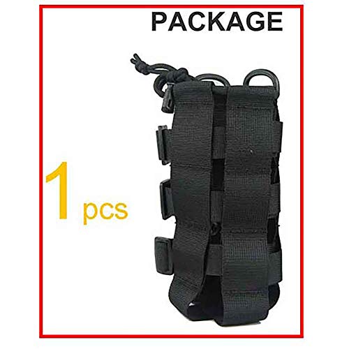 Molle Tactical Water Bottle Holder Pouch Adjustable for 16oz-50oz Bottles - color: Black