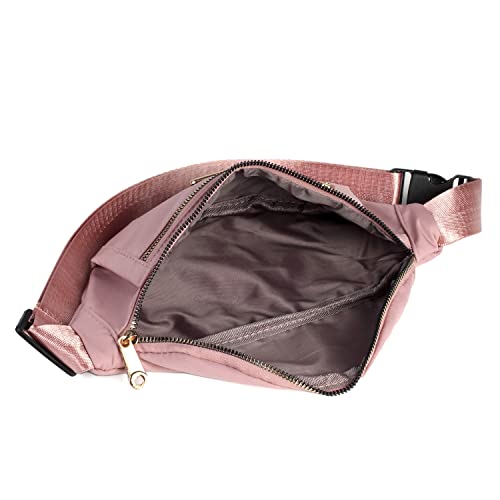 Crossbody Fanny Packs Waist Pack for Women, Waterproof Waist Bag with Adjustable Strap for Travel Sports Running - color: cute pink
