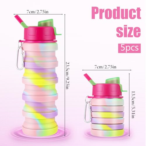 5 Pcs Collapsibles Water Bottles, 16 oz Portable Water Bottle with