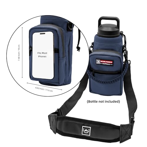 NATURE PIONEOR 26-128 oz Insulated Water Bottle Carrier Holder with Strap - color: Navy, size: 18-26oz