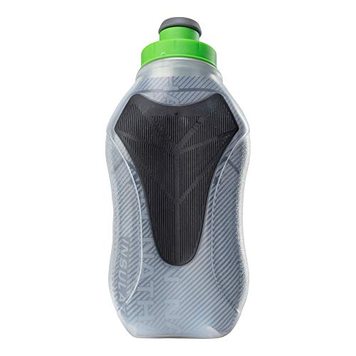 Nathan Insulated Handheld Flask.SpeedShot-Plus.Grip Free Running Bottle.,Grey / Green