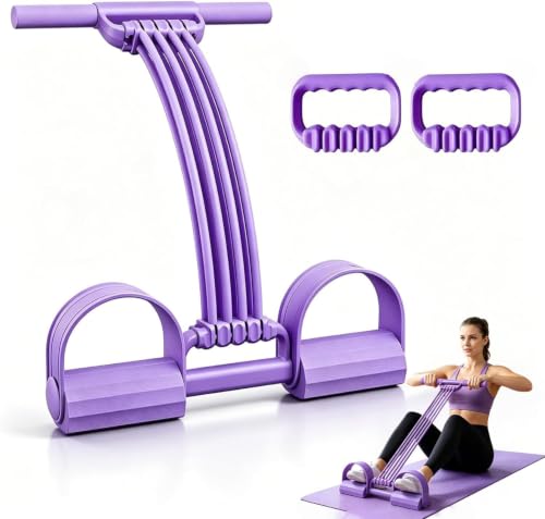 3-in-1 Adjustable Foot Pedal Resistance Band, 10 -Tube Elastic Band - color: Purple