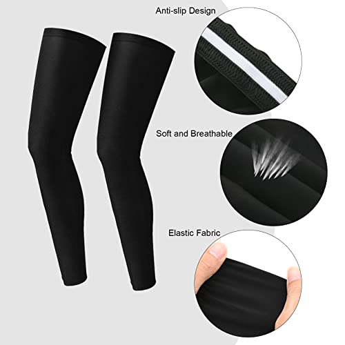 1 Pair Compression Leg Sleeves Sun Protection Leg Sleeves for Bike Cycling Hiking Running Basketball Sports, Full Length - color: X-large