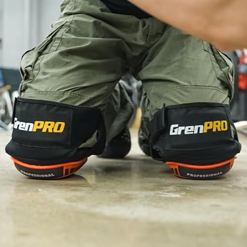 GRENPRO Heavy Duty Knee Pads for Men, Gel Foam, Construction Work - color: Orange
