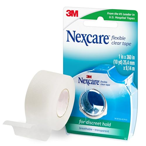 Nexcare Flexible Clear Tape, Waterproof Transparent Medical Tape, 1 in x 10 Yds, 1 Count (Pack of 3) - size: 1 Count (Pack of 3)