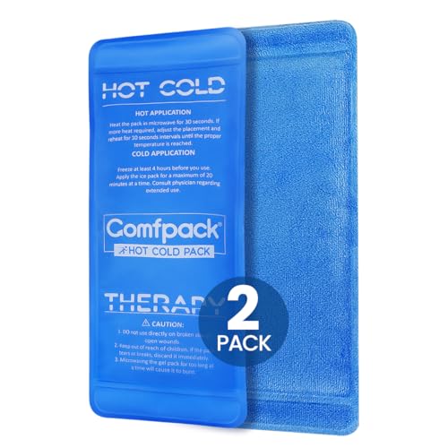 Comfpack Soft Ice Packs for Injuries Reusable, Double Side Hot Cold Therapy - size: 9.1×3.8 Inch