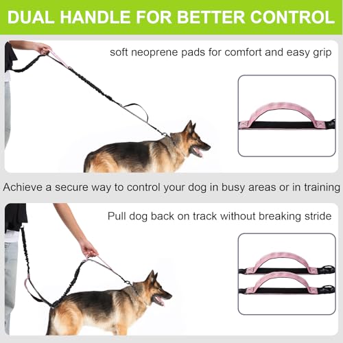 Hands Free Dog Leash, Waist Leash for Dog Walking, Running, Jogging (Pink) - color: Pink