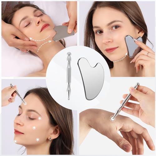 Stainless Steel Gua Sha & Acupuncture Pen, Trigger Point Massager Tool - color: 2pcs