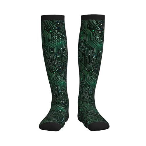 Compression Socks Women and Men 15-20mmHg-Circulation Support Socks for Athletic Running Cycling - color: Circuit Board1