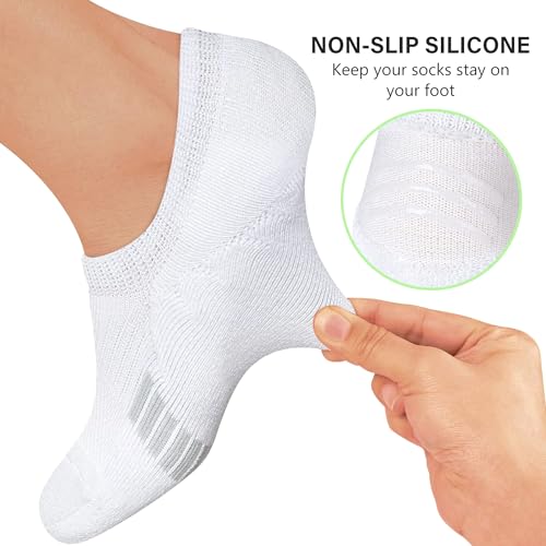 Amutost Womens No Show Socks Anti-Slip Cushioned Breathable 5-10Pairs - color: 5 Pairs White, size: 5-8