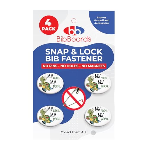 BibBoards bibSNAPS Race Bib Clips, My Race My Pace Turtle, 4 Pack - color: My Race My Pace Turtle