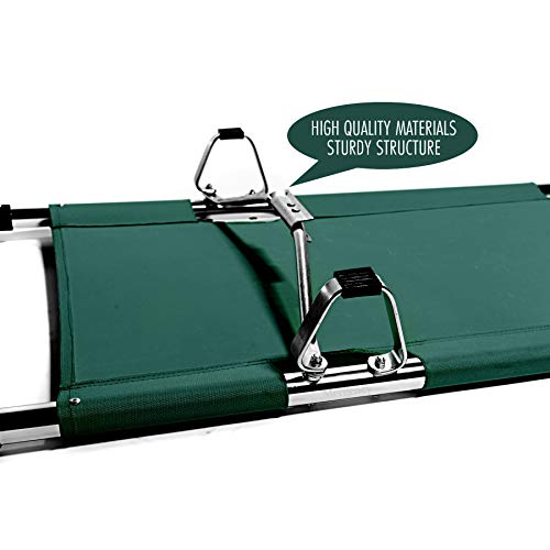 Folding Stretcher Made from Top Grade Aluminum Alloy Gurney Stretcher with Heavy Duty Handles Medical Stretcher with Rubber Feet Portable Stretcher for Patient Transport (Green) - color: Green Sage