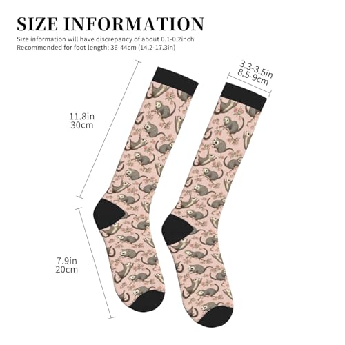 Compression Socks Knee High Circulation Support Socks For Women Men Athletic Running Hiking Travel - color: Opossums