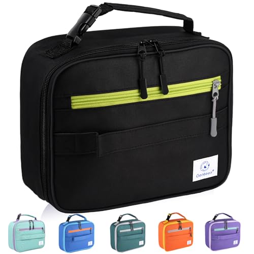 Genteen Lunch Box Kids, Insulated Lunch Bag Kids Boys Girls Back to School, Soft Lunch Box for Men Reusable Lunchbox for Office,Outdoor,School (Black) - color: 1pk Black