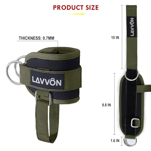 Ankle Straps for Cable Machines Kickbacks - Glute Workout Cuffs Padded - color: Army Green