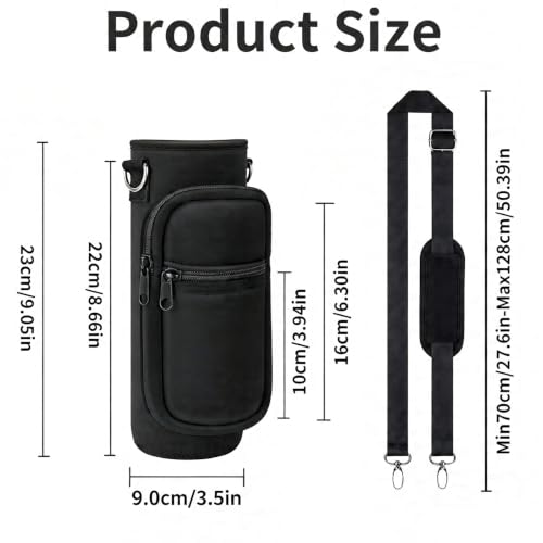 Water Bottle Holder with Strap, Insulated Crossbody Carrier Bag, Black - color: Black 02, size: 32oz Long
