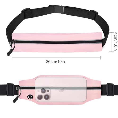 Running Belt Fanny Pack Men and Women Slim Running Bag Money Belt - color: Peach