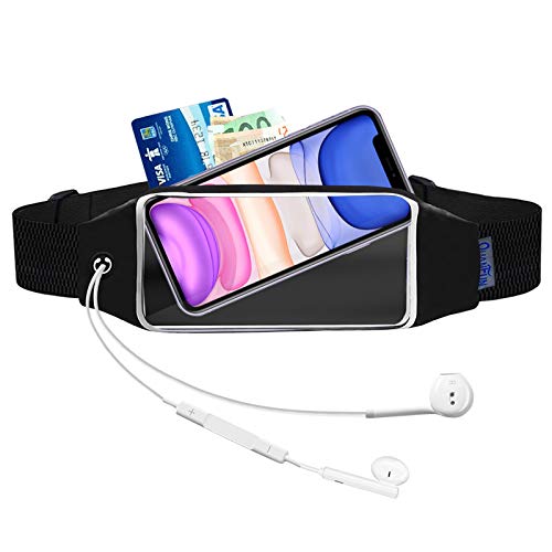 Running Belt,Fanny Pack Fits Phones UP to 6.5" for Women Men,Black and Pink - color: Black