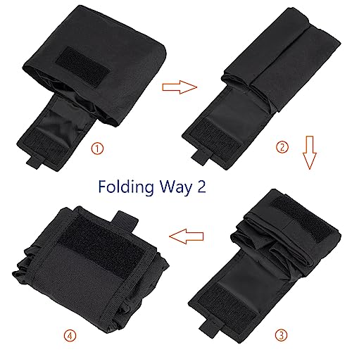 TACNEX Folding Dump Pouch for Duty/Battle/Range Belt Roll Up MOLLE Magazine Drop Pouch Drawstring Open Mag/Tool Recovery Waist Bag Utility Storage Pack for Hunting Shooting - color: Coyote Brown
