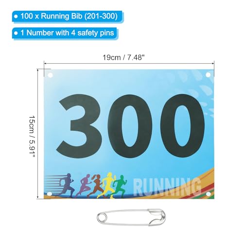 PATIKIL Tearproof Running Bib Numbers, Race Competitor Numbers - size: 7x6 Inch, style: 201-300