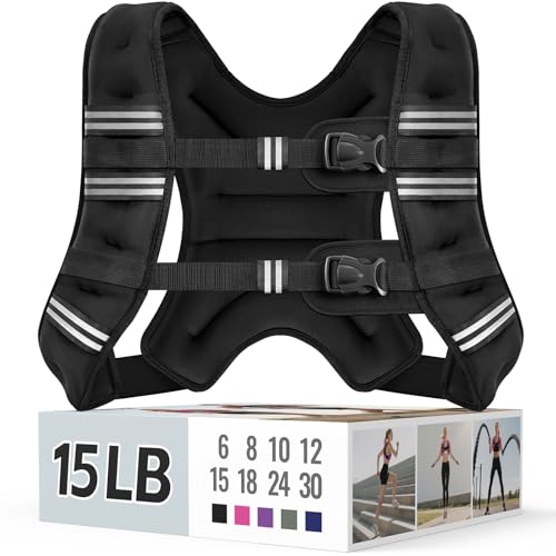 Zeerun Weighted Vest, 6/8/10/12/15/18/20/24/30LB for Men Women - color: Black, size: 15 Lb