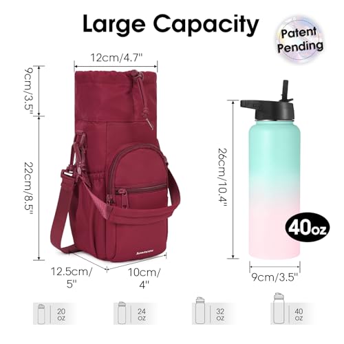 sportsnew 40oz Insulated Crossbody Water Bottle Sling Bag w/Phone Pocket - color: Red