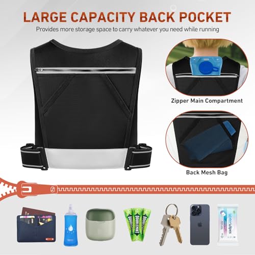 HUANLANG Running Vest for Women Men,Lightweight Hydration Runners Vest Breathable Reflective Hydration Pack for Marathon Hiking Running Trail