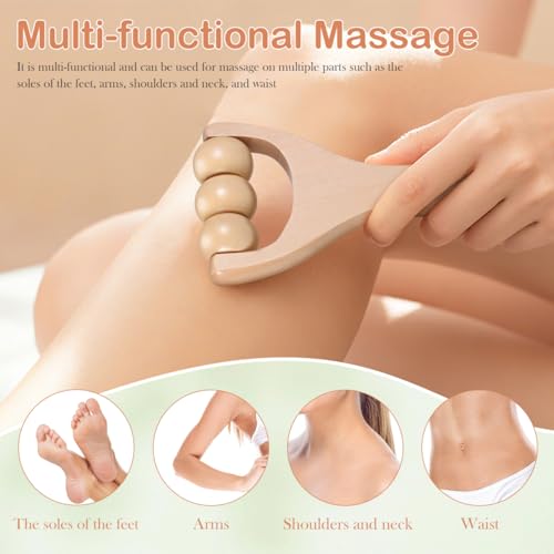 ARTIBETTER Wooden Massage Roller Sticks 2-Pack Handheld Foot Massager Tool Massage Roller for Hands Arms Acupoint Accessory for Neck Shoulder Back Legs Travel Use