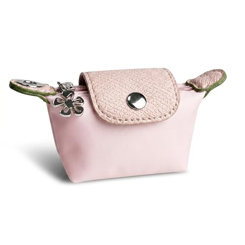 Wuflyover Coin Purse for Women, Mini Nylon Change Purse with Keychain, Small Zip Pouch for Coins, Cash, Cards (pink) - color: pink