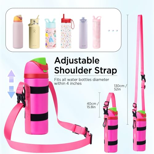 EasyAcc Water Bottle Holder Strap Sling, for Owala FreeSip 24 32 40 oz, Hydro Flask, Cirkul, Yeti, Stanley Flip, Universal Water Bottles, with Carabiner, for Walking Curise Travel (Bottle Excluded) - color: All the Berries
