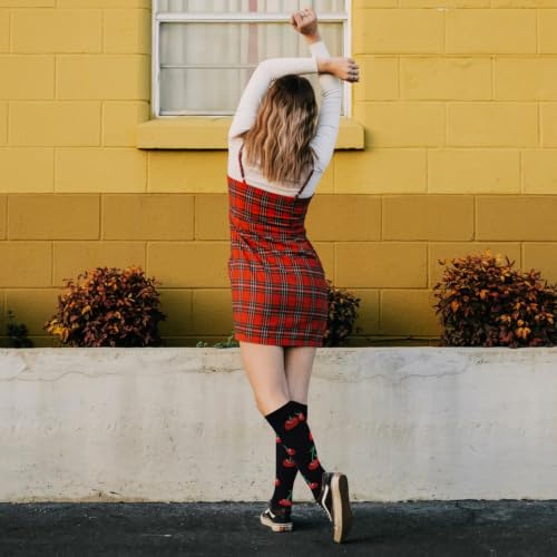 Junely Compression Socks for Women Knee High Funny Socks - color: A1-cherry