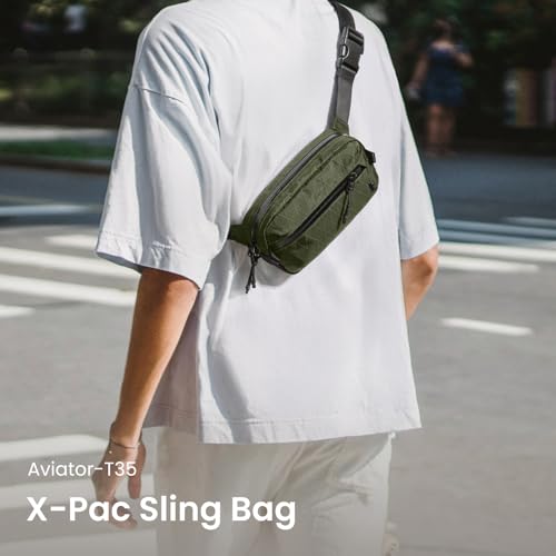 tomtoc 1.5L X-Pac Sling Bag with RFID Blocking Crossbody Pack for Men Women - color: X-Pac Olive, size: 1.5L