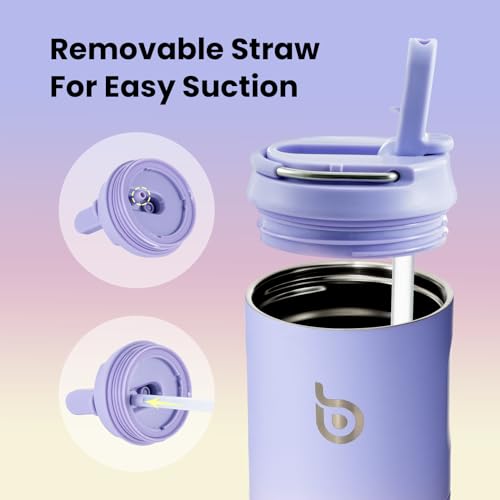 BOTTLE BOTTLE Insulated Water Bottle 24oz with Straw Lid and Handle Sports - color: Purple pink yellow