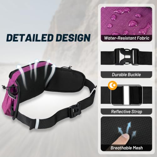 MIER Hydration Waist Pack with Soft Flasks (2x300ml) for Women Men, Purple