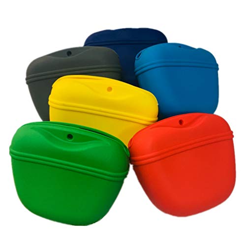 RoyalCare Silicone Dog Treat Pouch-Small Training Bag-Portable Dog Treat Bag for Leash with Magnetic Closure and Waist Clip[US Design Patent] - color: dark green