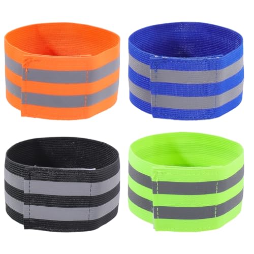 CREATCABIN 4 Pack Reflective Arm Strap Green Event Wristbands Green Yellow Polyester Reflectors Night Light High Visibility H - color: Mixed Color