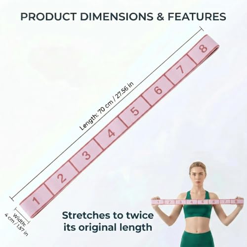 Resistance Bands for Legs: Numbered Stretch Bands for Exercise Yoga - color: Pink