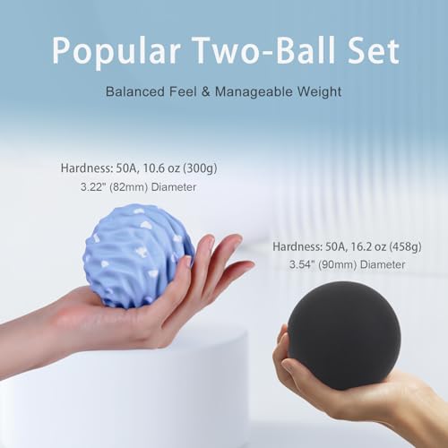 Silicone Massage Ball Set, 2 Pack Smooth & Textured with Mesh Bag - style: Smooth & Wave-Texture Set