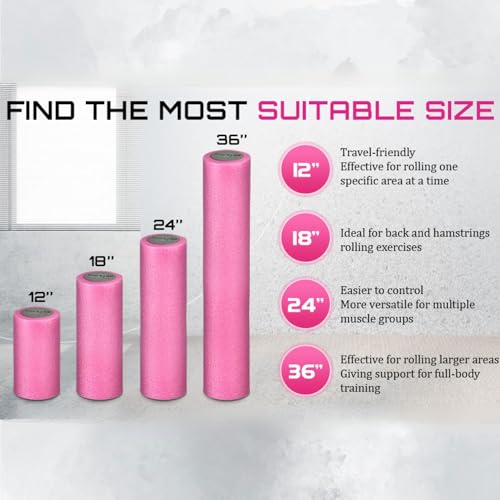 Yes4All Medium Firm Two-Layer PE Foam Roller for Yoga & Pilates - color: 24 Inches - Pink/Grey