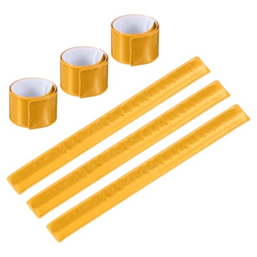 PATIKIL Reflective Slap Bands, Reflector Band Snap Bracelet Armbands High Visibility Safety Reflectors Wrist Strap Strips for Night Jogging Cycling Running - color: Gold