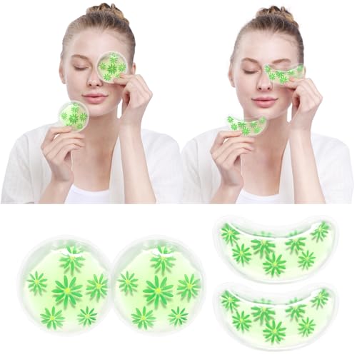 4PCS Gel Eye Ice Pack Set Reusable, Cold and Hot Compress for Eyes - color: Leaves